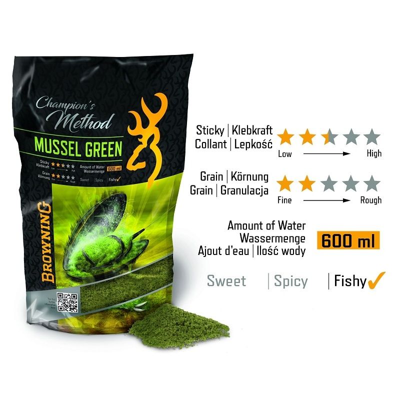 Browning grün Champion's Method Mussel green 1kg (Grundfutter)